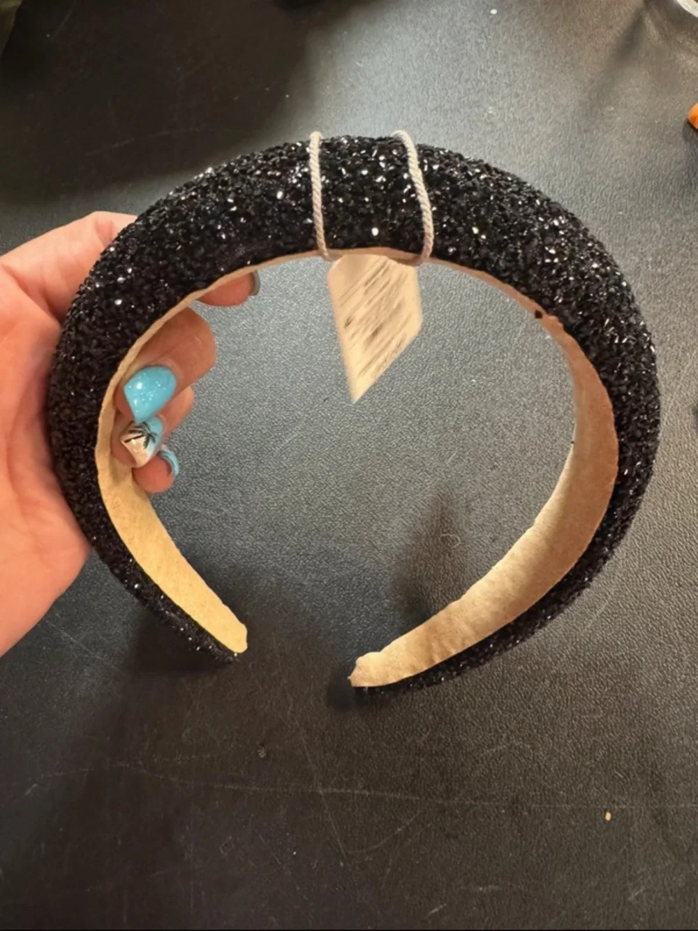 a new day Black Beaded Padded Headband